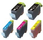 Compatible Canon BCI-3e, BCI-6 Ink Cartridges 5 Pack (2 BCI-3e Black, 1 each of BCI-6 Cyan Magenta Yellow)