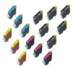 Compatible Canon BCI-6 Ink Cartridges 15 Pack (6 Black, 3 each of Cyan Magenta Yellow)