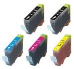 Compatible Canon BCI-6 Ink Cartridges 5 Pack (2 Black, 1 each of Cyan Magenta Yellow)