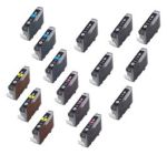 Compatible Canon CLI-8 Ink Cartridges 15 Pack (6 Black, 3 each of Cyan Magenta Yellow)