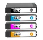 Compatible HP 981Y Extra High Yield Ink Cartridge 4 Pack (1 each of Black, Cyan, Magenta, Yellow)