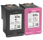 Compatible HP 67XL Ink Cartridges 2 Pack (1 Black, 1 Tri-color)