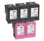 Compatible HP 67XL Ink Cartridges 5 Pack (3 Black, 2 Tri-color)