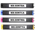 Compatible Sharp MX-60NT Toner Cartridge for MX-2630N, MX-3050N, MX-3070N 4 Pack