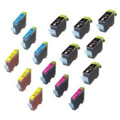 Compatible Canon BCI-3e, BCI-6 Ink Cartridges 15 Pack (6 BCI-3e Black, 3 each of BCI-6 Cyan Magenta Yellow)
