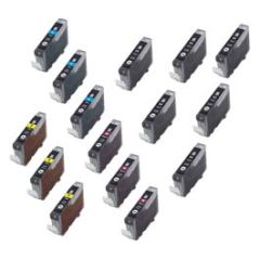 Compatible Canon CLI-8 Ink Cartridges 15 Pack (6 Black, 3 each of Cyan Magenta Yellow)