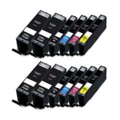 Compatible Canon PGI-250PGBK XL, CLI-251 XL Ink Cartridges 12 Pack (4 PGI-250PGBK XL Black, 2 each of CLI-251 XL Black, Cyan, Magenta, Yellow)